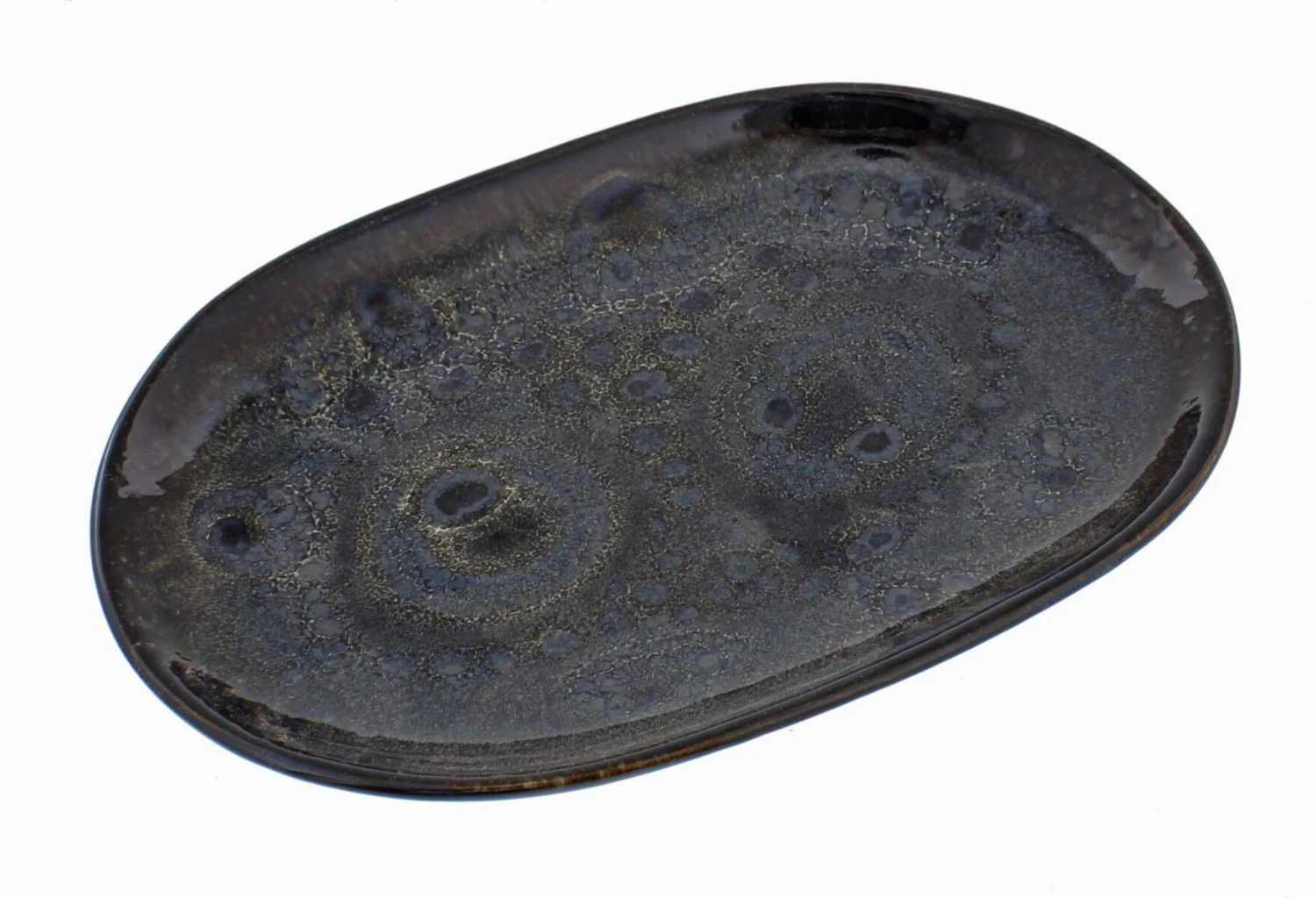 Oldenhof 1821 Ovale Serveerschaal ø 23 X 16 Cm Aardewerk Spikkelblauw