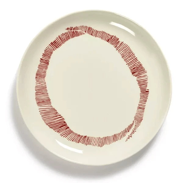 Serax Feast By Ottolenghi Bord M ø 22 Cm H 2 Cm Aardewerk White + Swirl-Stripes Red - Image 2