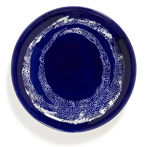 Serax Feast By Ottolenghi Serveerbord ø 35 Cm H 2 Cm Aardewerk Lapis Lazuli + Swirl Dots White